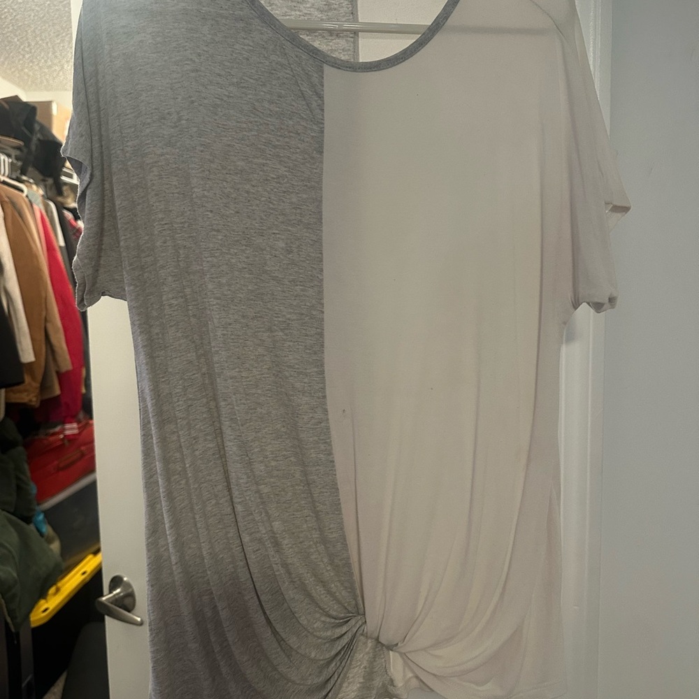 Two-Tone Gray and White Women's Top